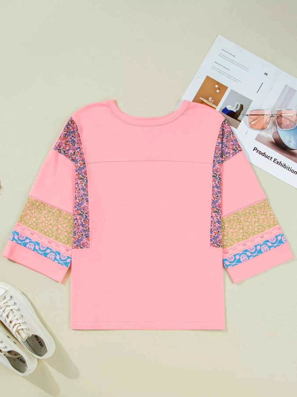 Floral Color Block Patchwork Long Sleeve Top 4f0a95ee35d5436b958f28b77b6e9f55-Max-Origin