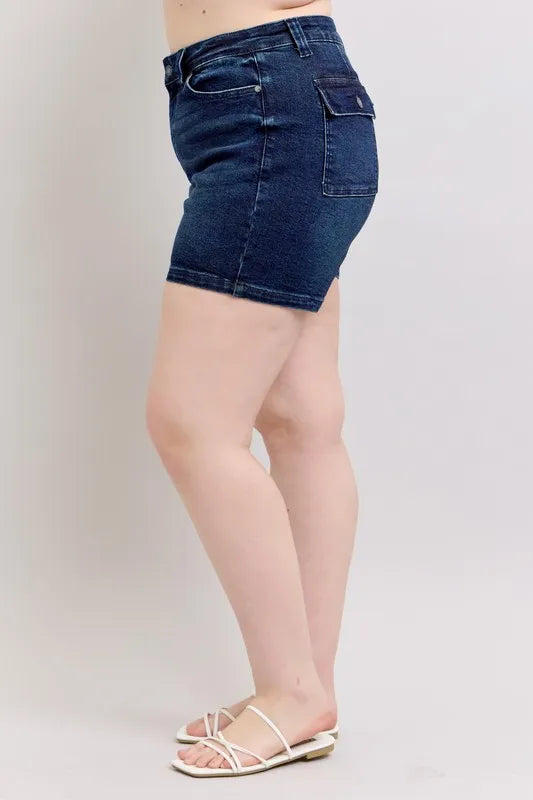 Judy Blue Full Size High Waist Back Flap Pocket Denim Shorts Plus Size 4f132181-7e5d-4da4-be61-2f5698200238-Max-Origin