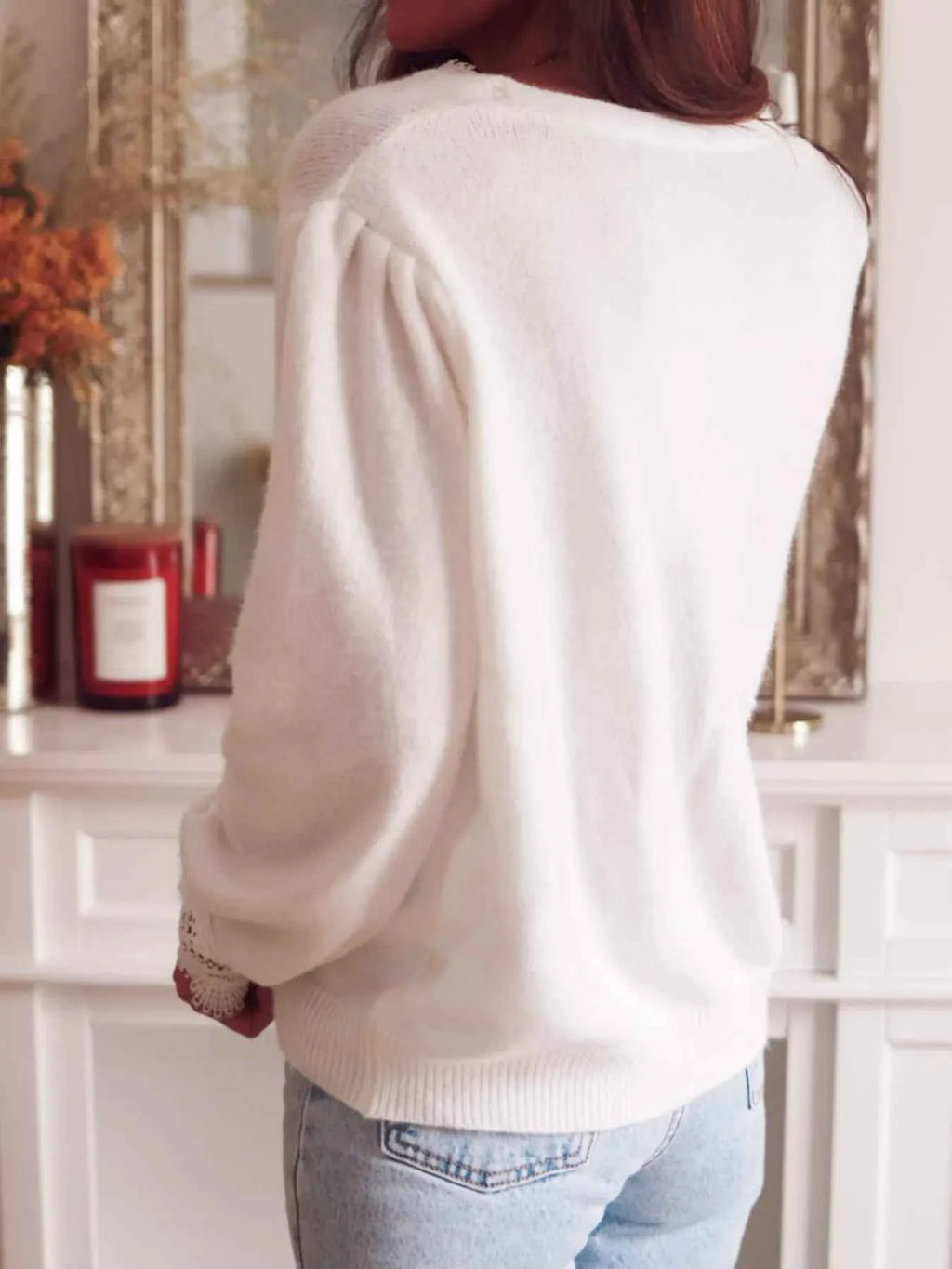 Lace Trim V-Neck Cardigan 4f3d5905-5e8c-416b-b25b-33685ee65410-Max-Origin