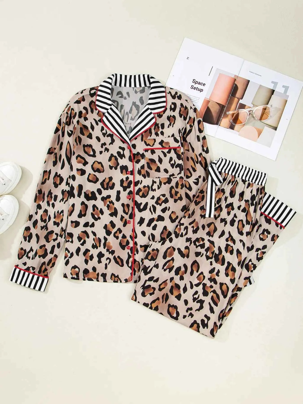 Leopard and Striped Trim Shirt and Pants Set 4f5c0958-681b-40ca-9a03-bd2bbd6f06e4-Max-Origin