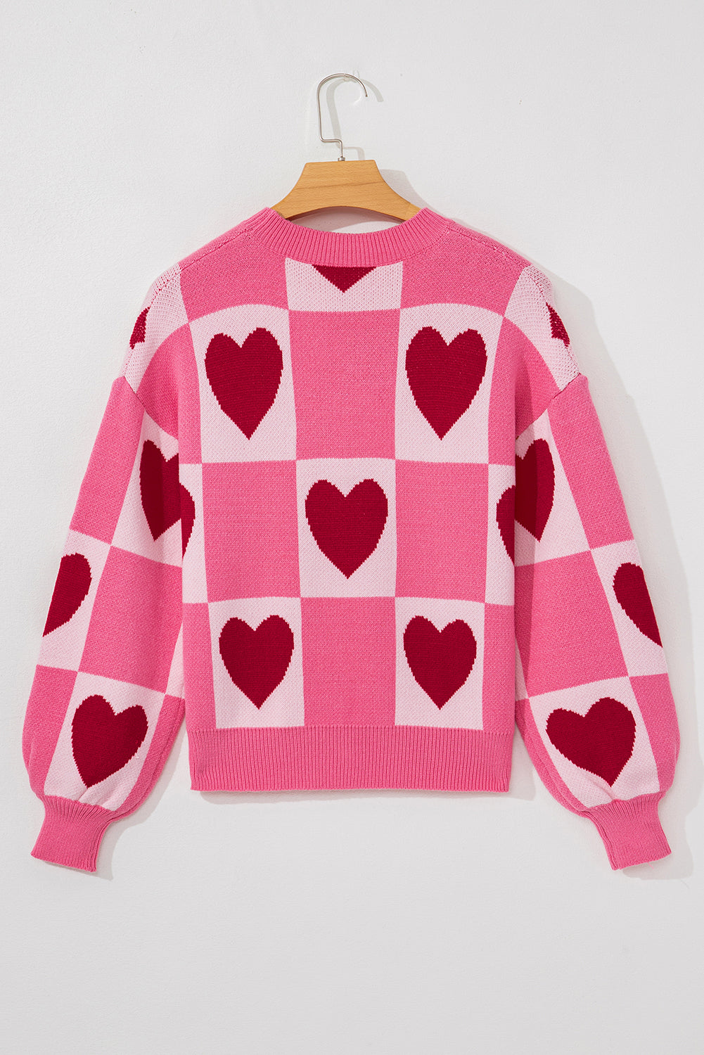 Pink Love Heart Checkered Valentine Knit Sweater 4f628de9f1fa1781