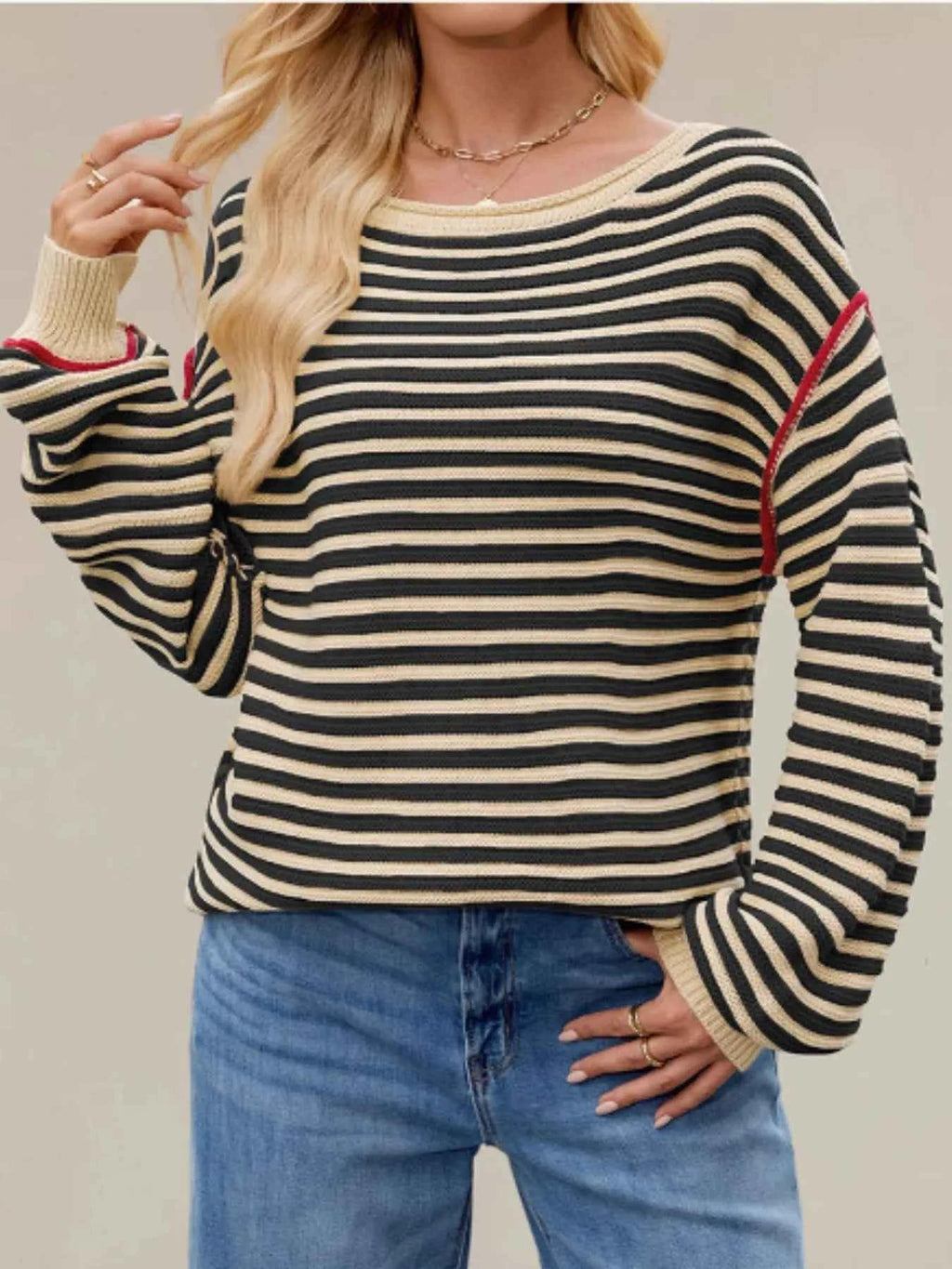 Slit Striped Oversized Sweater 4f62daa0-7f26-493a-a47b-44b62a665530-Max-Origin
