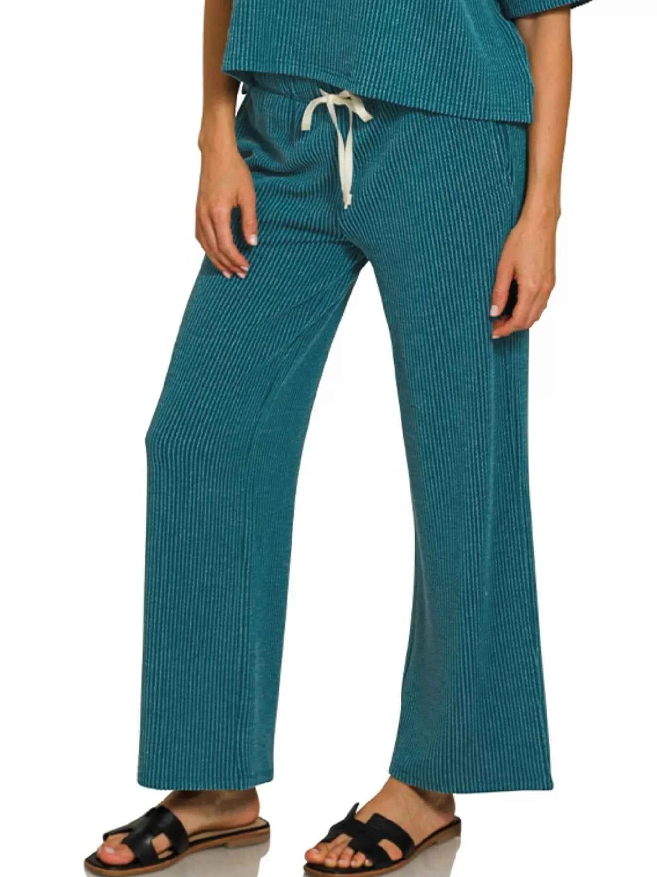 Zenana Raised Rib Short Sleeve Tee & Pants Set 4f844a1c-5aaf-4a8a-9de9-664e9322a866-Max-Origin