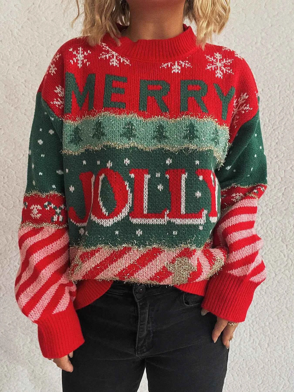 Christmas Letter Round Neck Long Sleeve Sweater 4f86600417a94ea6acfe3ca56b01891d-Max-Origin