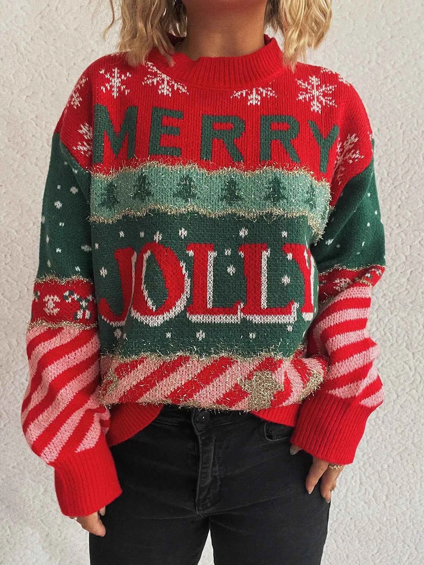 Christmas Letter Round Neck Long Sleeve Sweater 4f86600417a94ea6acfe3ca56b01891d-Max-Origin