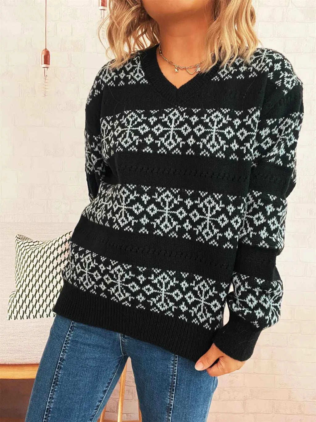 Contrast Ribbed hem Long Sleeve Sweater 4fcdf078367541a99dd8ad4cbb64cf2d-Max-Origin