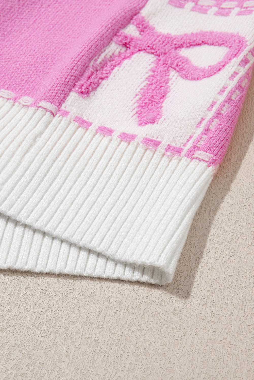 Pink Sweet Bow Two Tone Checkered Sweater 4fd62b0becfc52d5