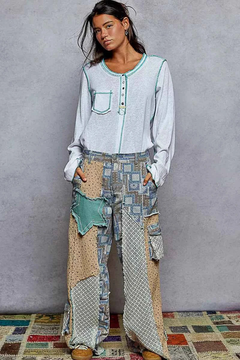 POL Round Neck Long Sleeve Top with Contrast Stitching 4fe6754f-110a-4687-b782-294d574a532e-Max-Origin