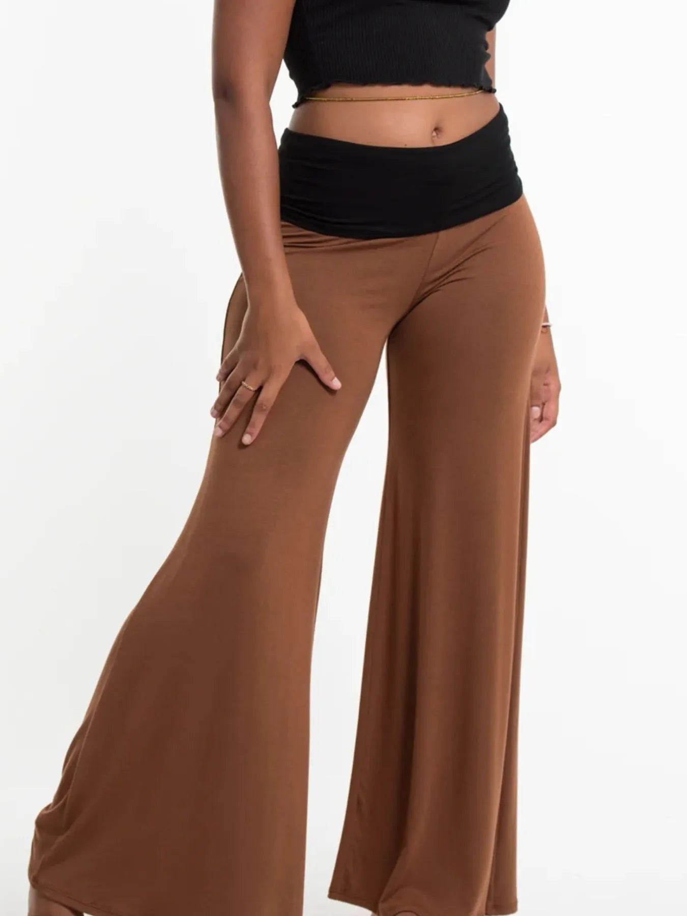 High Waisted Wide Leg Yoga Pants with Contrast Waistband 50164623-8e40-454c-a72e-76f888f56f7e-Max-Origin