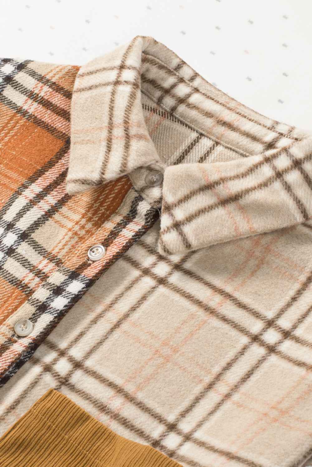 Orange Plaid Color Block Patchwork Pocket Shirt Shacket 5021538fbb0ce4d0
