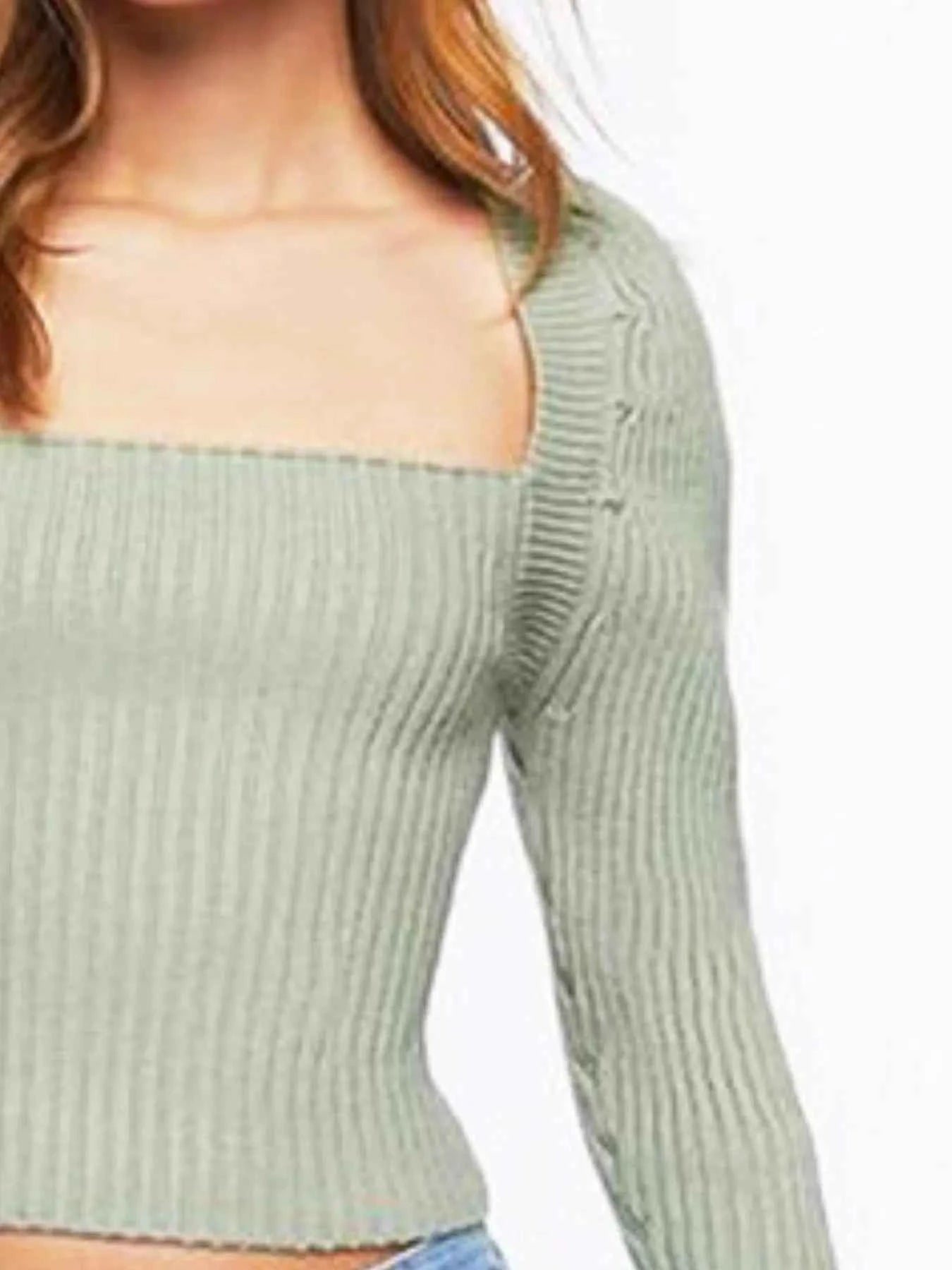 Ribbed Square Neck Long Sleeve Sweater 5027ae3d-82b9-4eb1-ac68-7e594049c7d9-Max-Origin