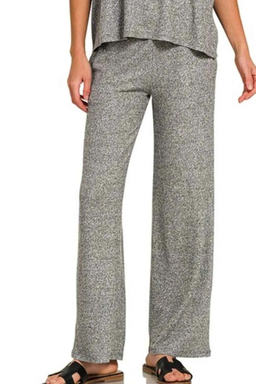 Zenana Soft Melange Short Sleeve Tee & Long Pants Set 502b54be-ca4e-4863-bb99-f2f0f5b7b298-Max-Origin