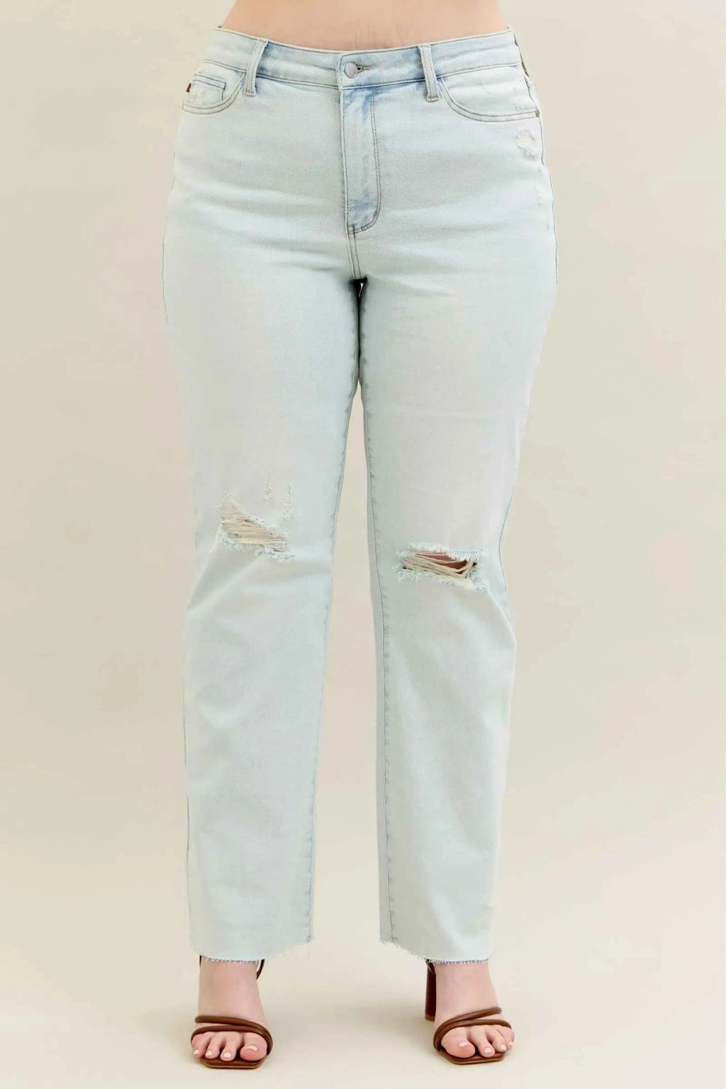 Judy Blue Full Size Destroy & Fray Hem Bootcut Jeans Plus Size 504e8116-0b8b-43ff-8919-04898bbd23bd-Max-Origin