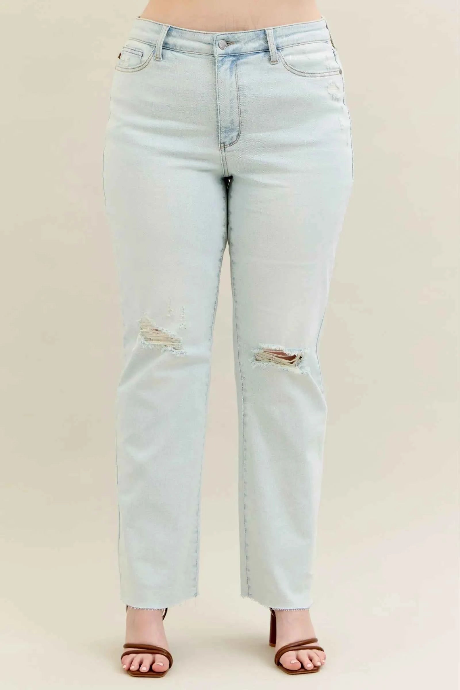 Judy Blue Full Size Destroy & Fray Hem Bootcut Jeans Plus Size 504e8116-0b8b-43ff-8919-04898bbd23bd-Max-Origin