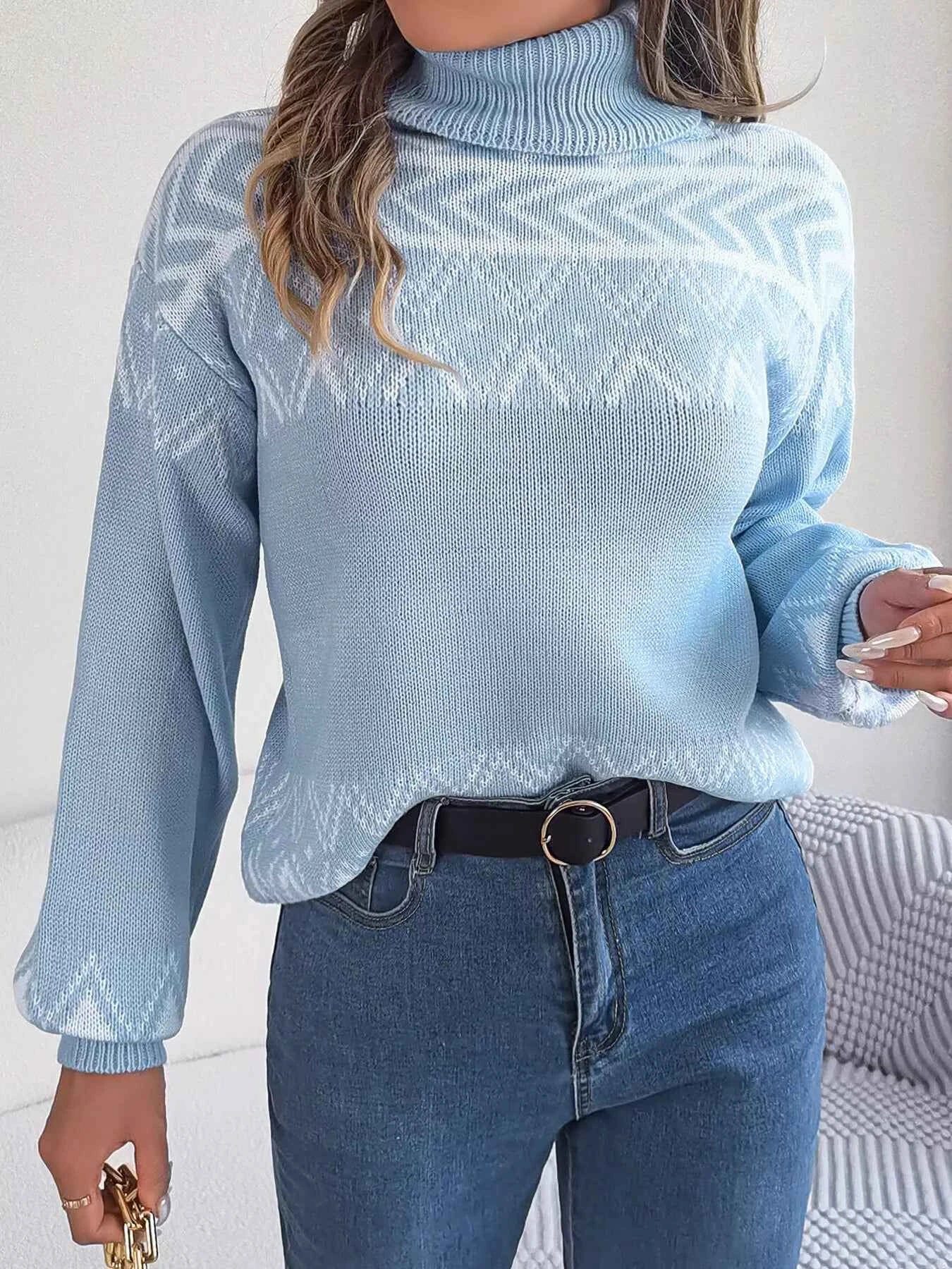 Turtleneck Dropped Shoulder Sweater Blue 50658070a1974124a9b8dbb67c840978-Max-Origin