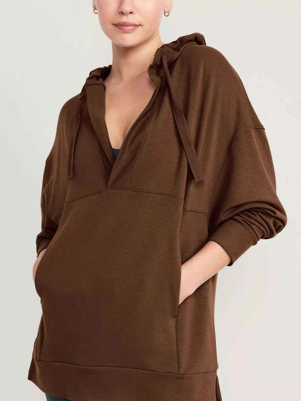 Drawstring Kangaroo Pocket Long Sleeve Hoodie Brown 506e3907-8574-45dd-b6a7-5984b7f9be3d-Max-Origin