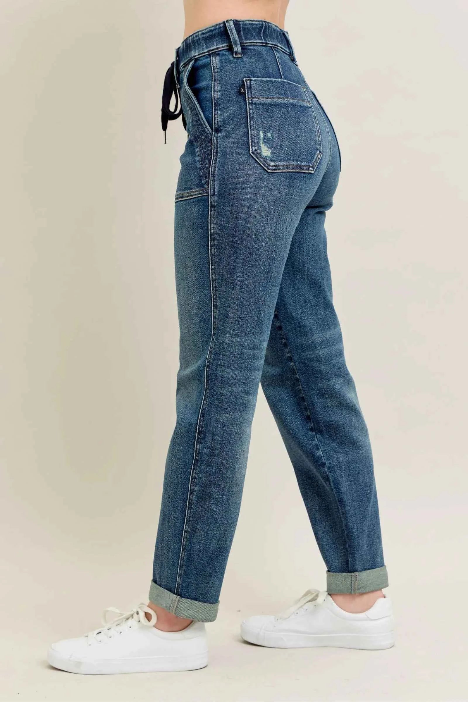 Judy Blue Full Size HW Vintage Wash Jeans w/ Drawstring Plus Size 509730e4-903a-458c-b620-370f6aadc6ac-Max-Origin