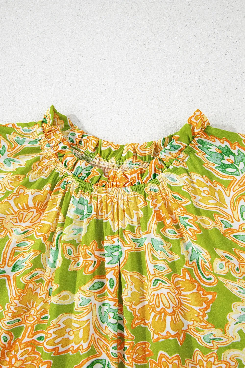 Multicolour Printed Contrast Bubble Sleeve Patchwork Blouse 50b20a63-1348-4dad-9086-47bcebf73bcc-Max-Origin