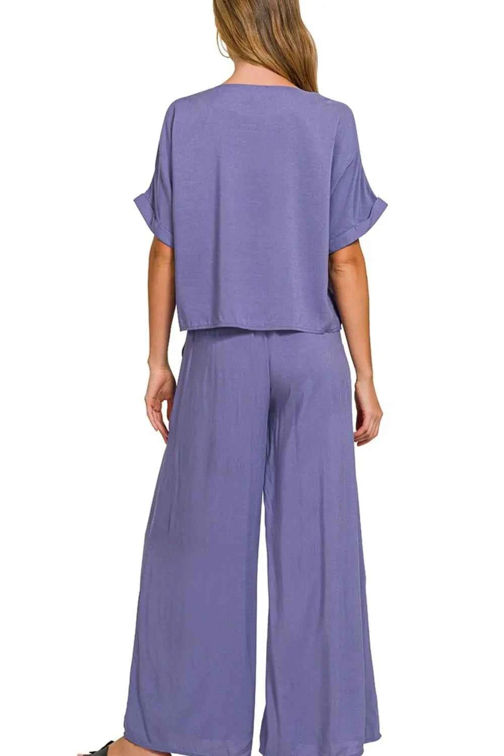 Zenana Round Neck T-Shirt and Wide Leg Pants Set 50c98b50-1786-4b7f-add2-d1797eb6527d-Max-Origin