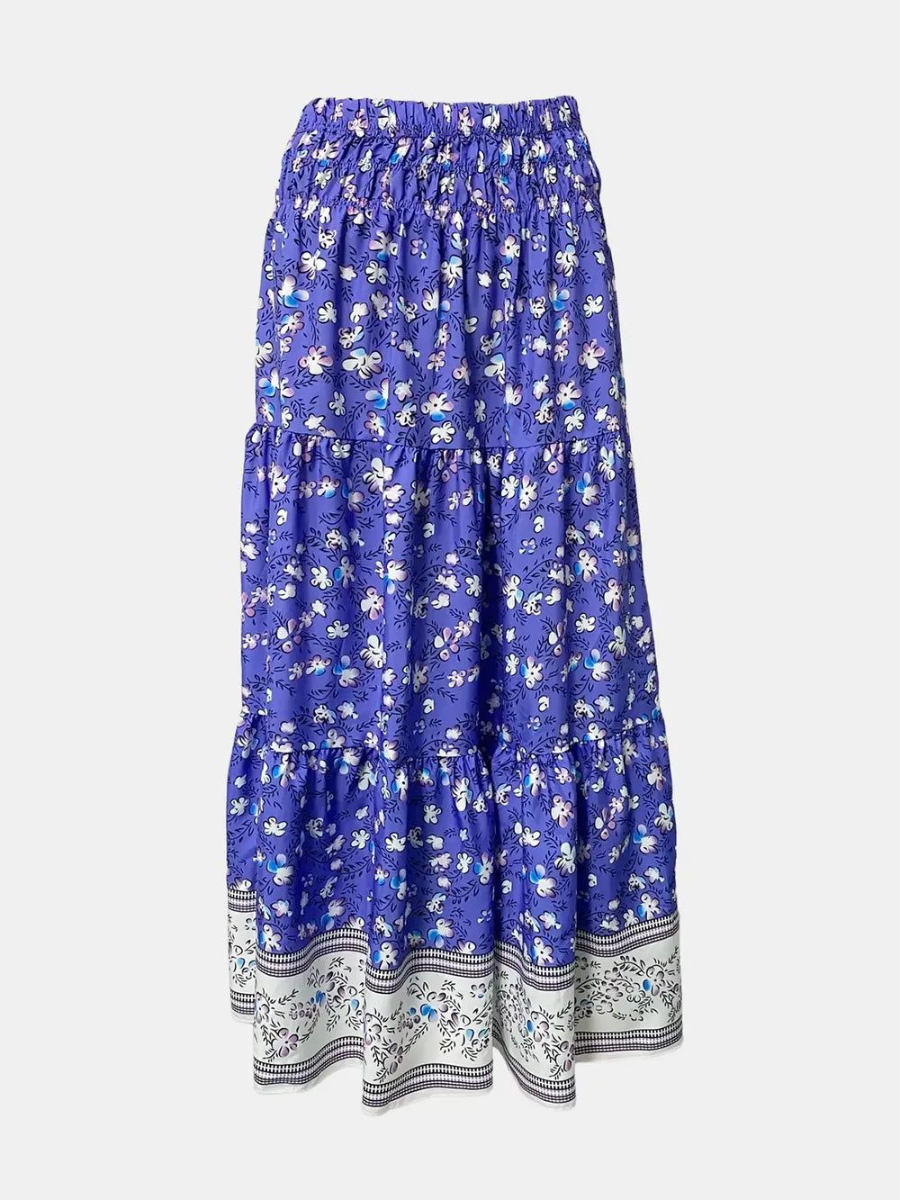 Full Size Tiered Printed Elastic Waist Skirt 50ce121f-a76b-40e9-8ebb-d514d5b3b0a5-Max