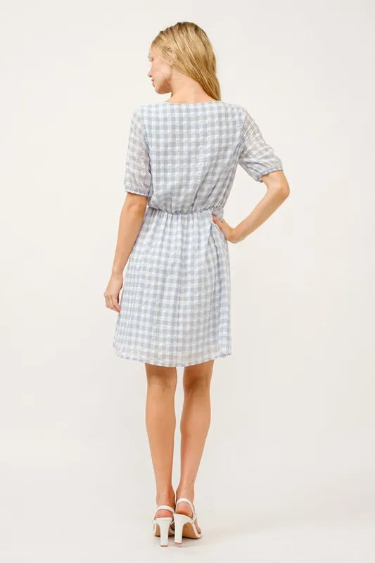 And The Why Puff Sleeve Ruched Button Front Gingham Dress 50dea3308dd64216b0422565fa01dca7-Max-Origin