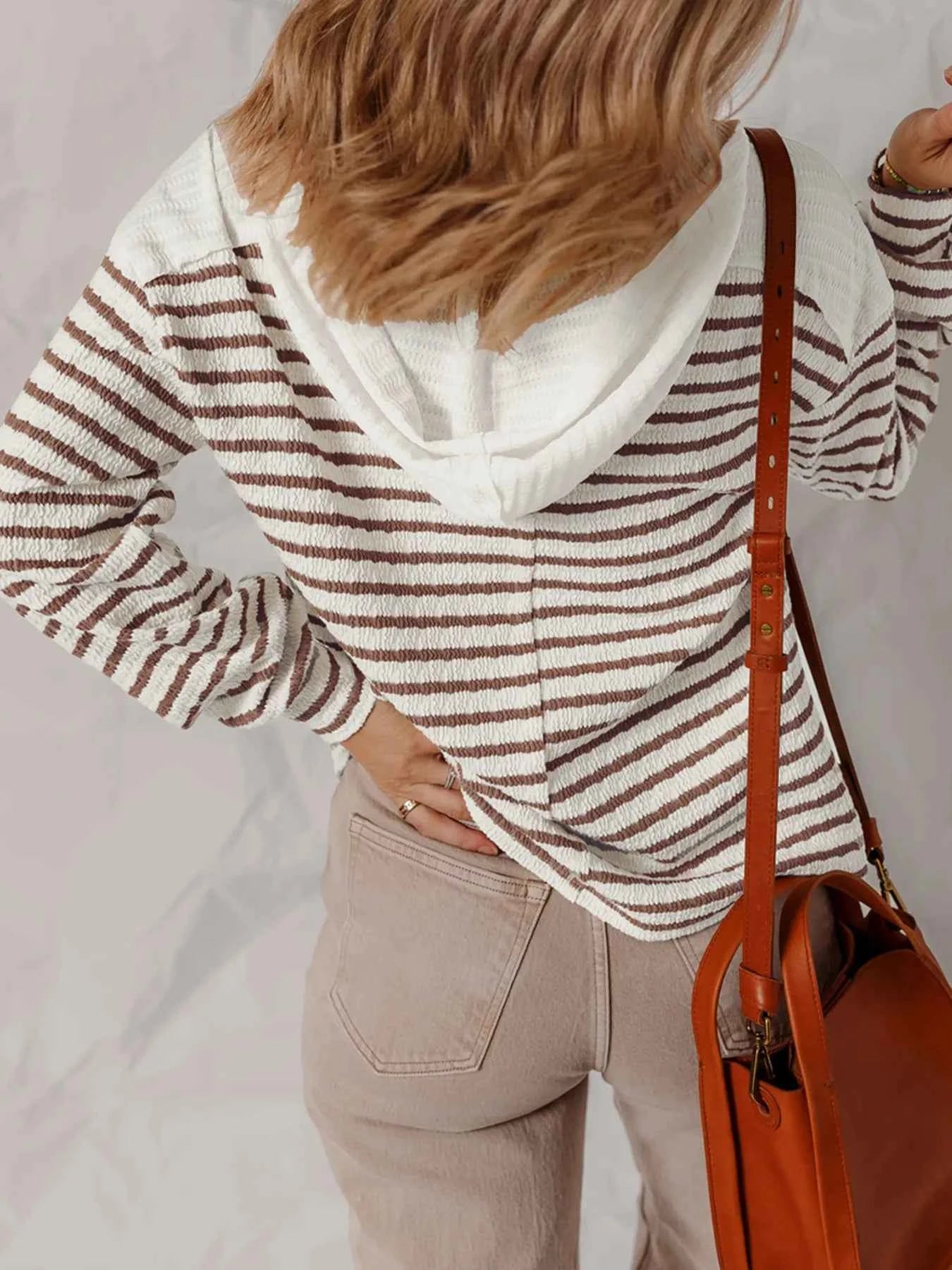 Striped V-Neck Long Sleeve Knit Hoodie 514799411cd14af598d9c3ebb839e167-Max-Origin