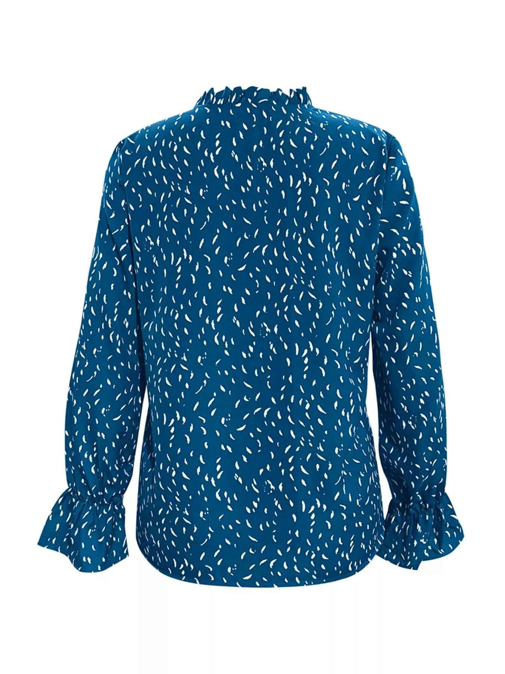 Ruffled Printed Tie Neck Long Sleeve Blouse 51672ed1-cdac-47b8-8161-e7d7e96d4b0d-Max-Origin