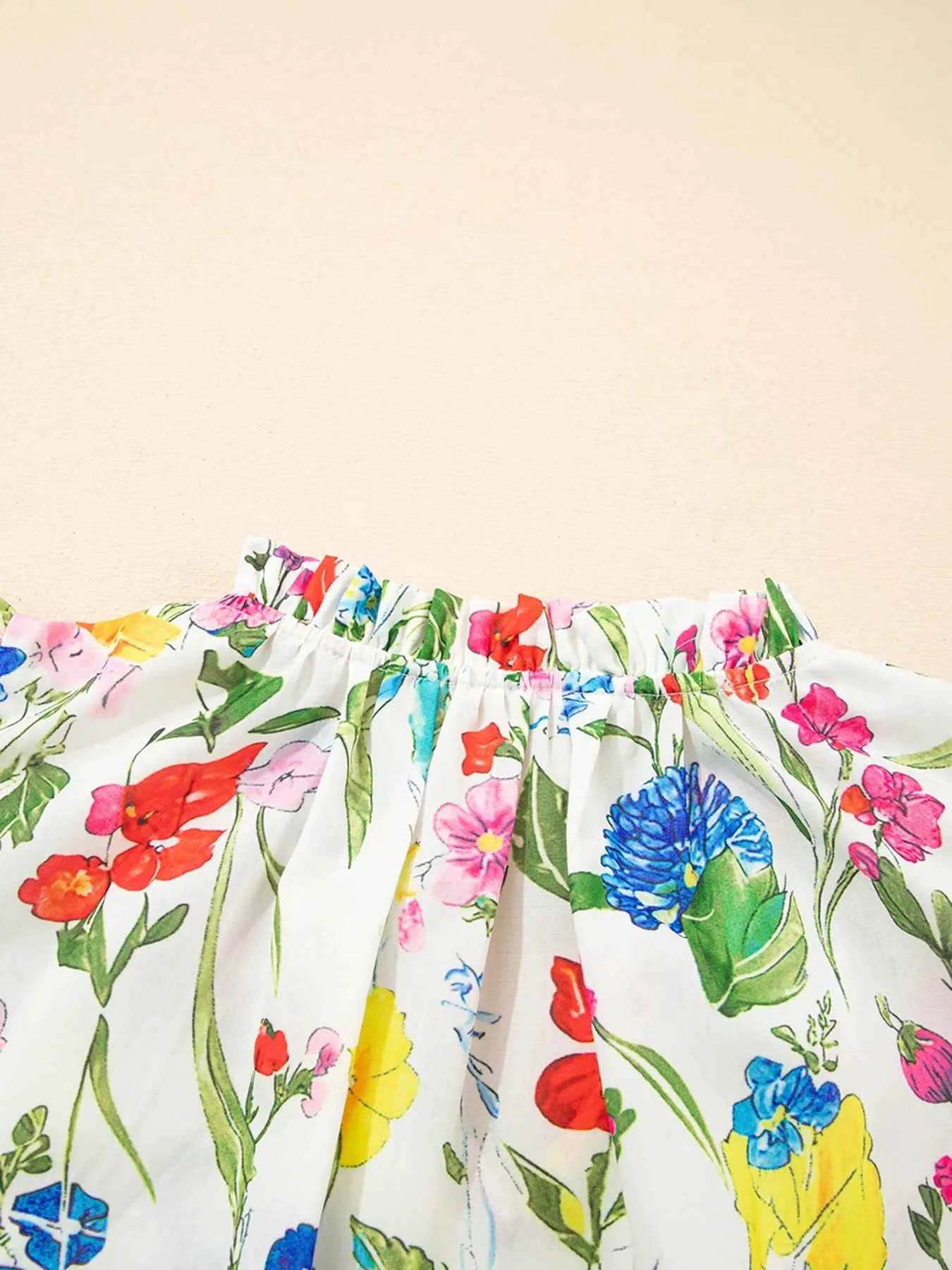 Floral Print Ruffle Layered Short Sleeve Blouse 5169c653842644e19ee9b28dc6de1438-Max-Origin