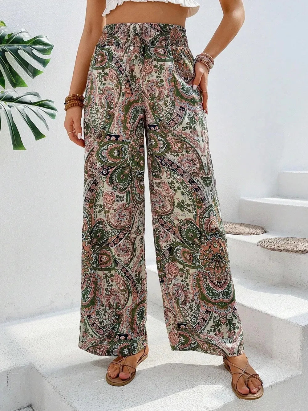 Printed Wide Leg Pants Multicolor 51d53568-6211-4273-9cfb-938ce0d10b62-Max
