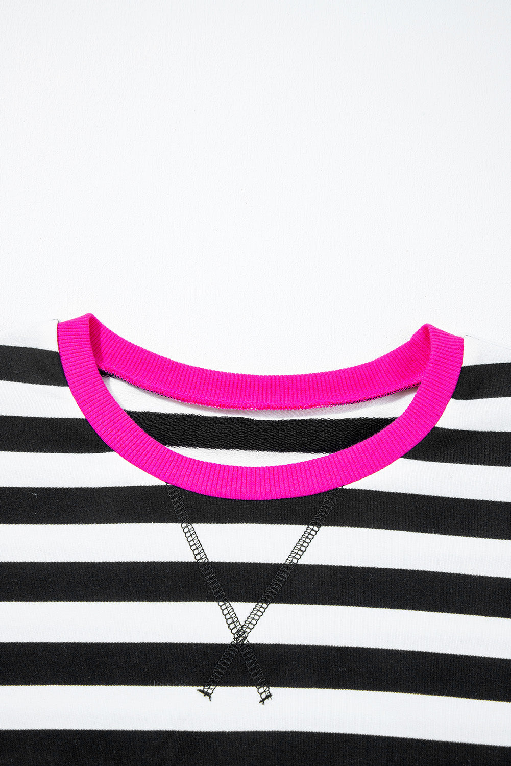 Black Stripe Contrast Trim Long Sleeve Top and Shorts Set 51dc685d7d28da34