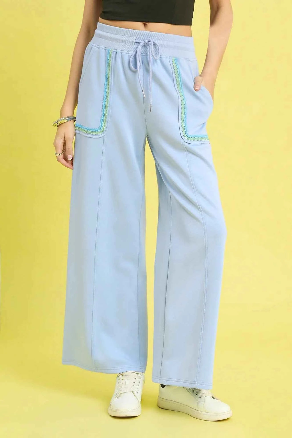 Umgee Drawstring Wide Leg Pants with Scallop Trim Detail ICE BLUE 51eaca74-be86-4e6e-94b4-3e8a5428495d-Max-Origin
