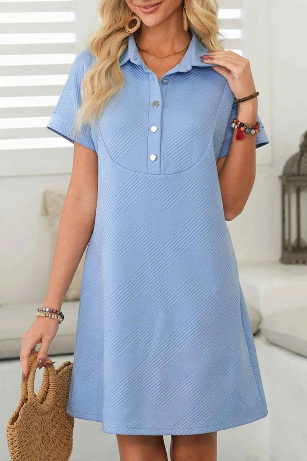 Button Front Short Sleeve Mini Dress 51f833ed-ec70-48eb-9ae0-170fe135f3f4-Max-Origin