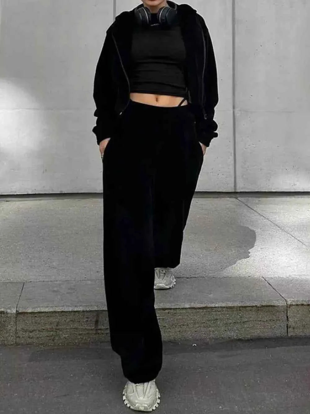 Zip Up Hoodie and Pocketed Pants Set Black 5201d57d-180e-4a27-a03d-231bd6687a3d-Max