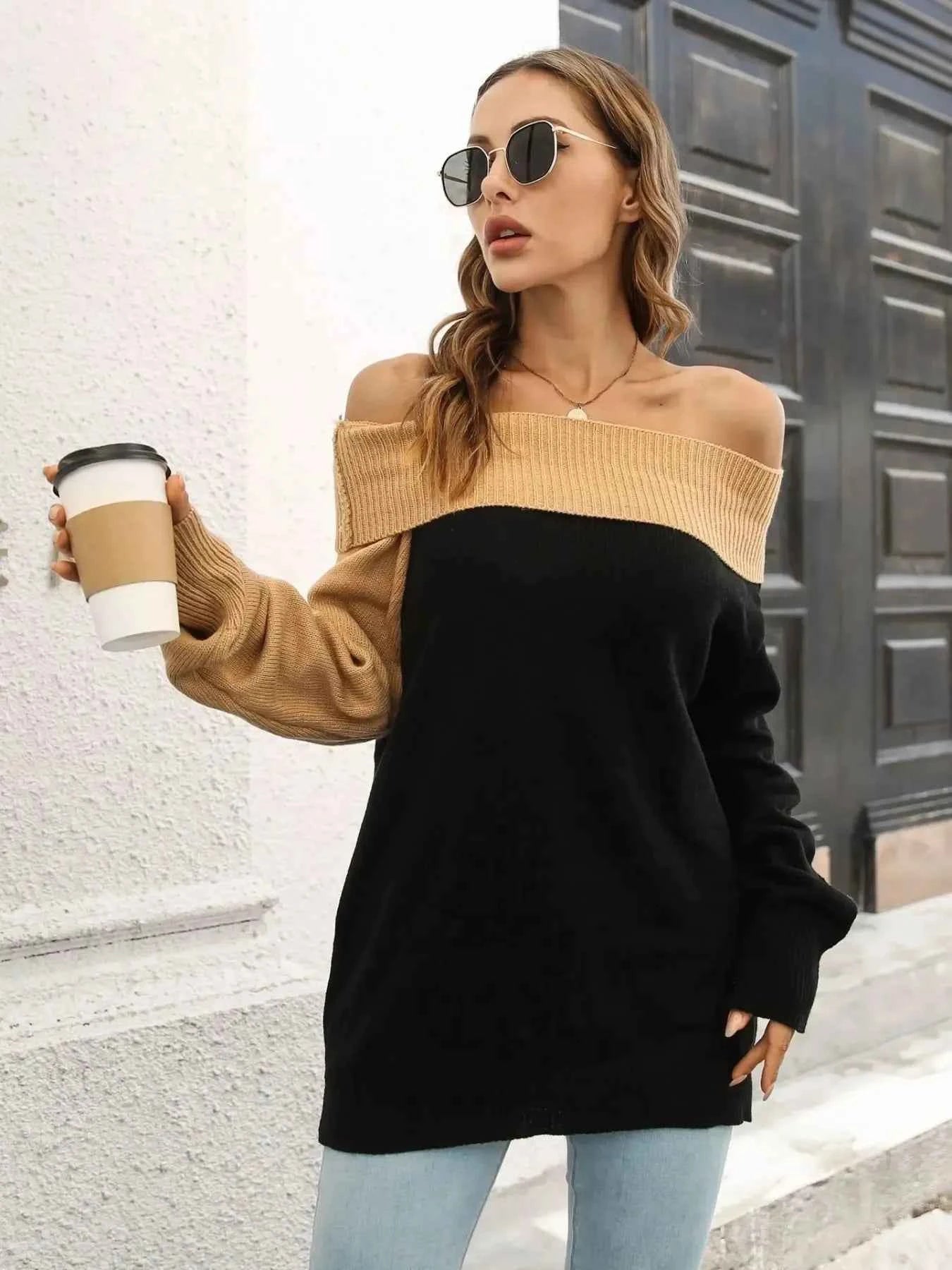 Asymmetrical Color Block Long Sleeve Sweater 52392e97-4ca6-451c-a75b-dad0f950936e-Max-Origin