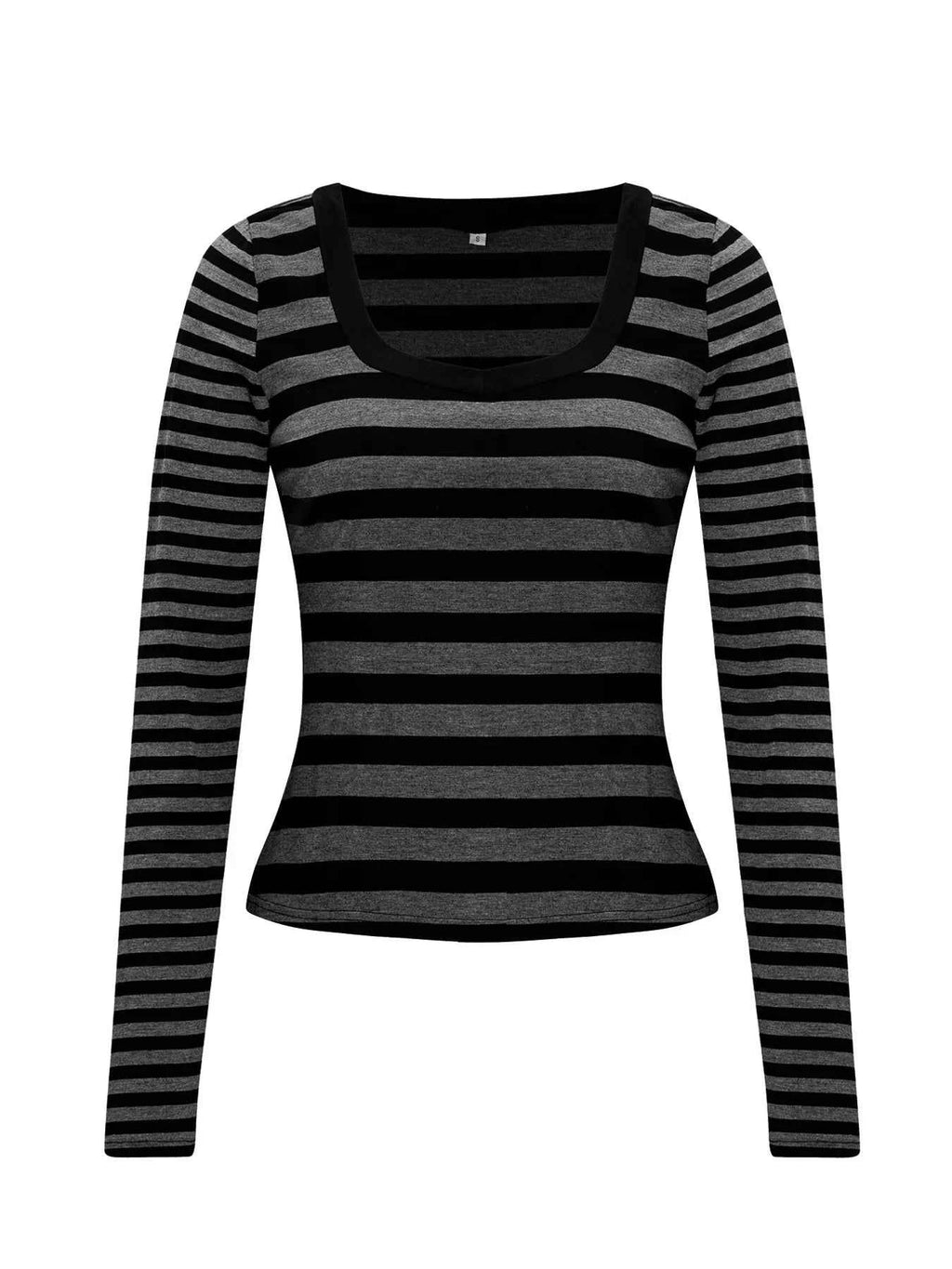 Striped Long Sleeve Contrast T-Shirt 529415941f054c61907a00ef76abf74b-Max-Origin