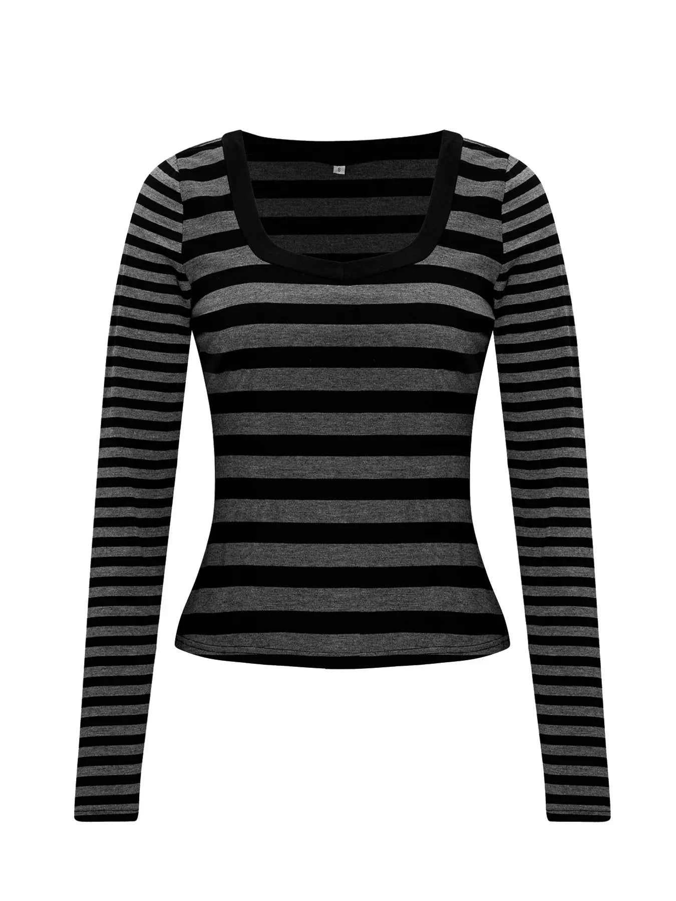 Striped Long Sleeve Contrast T-Shirt 529415941f054c61907a00ef76abf74b-Max-Origin