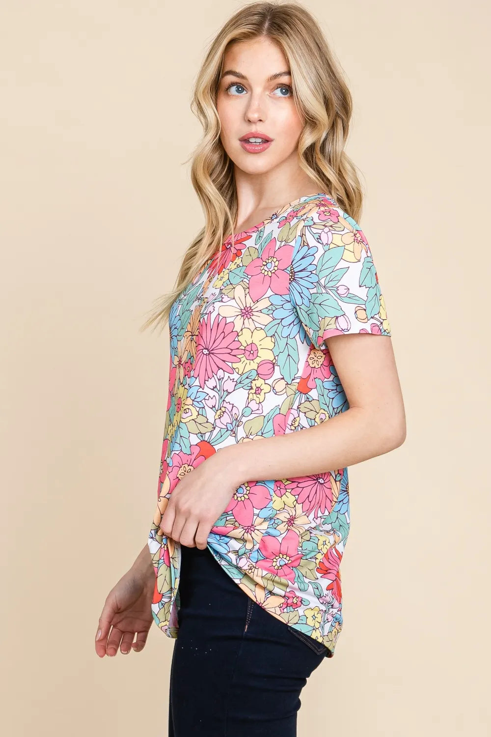 BOMBOM Floral Short Sleeve T-Shirt 52977def-ee09-46ec-b0c4-bf2713b2e006-Max