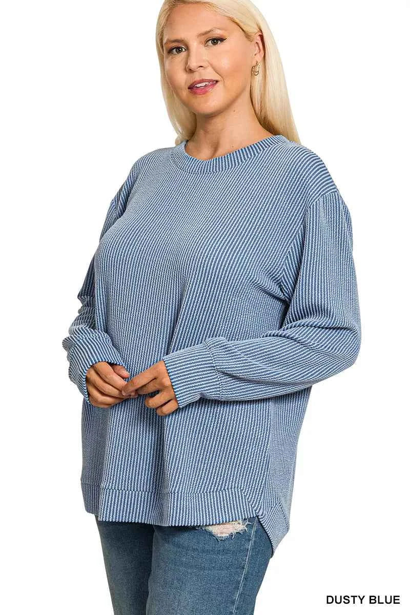 Zenana Full Size Raised Rib Round Neck Long Sleeve Top Plus Size 529d82e4-b2fe-4348-a8b2-26e4596ada49-Max-Origin