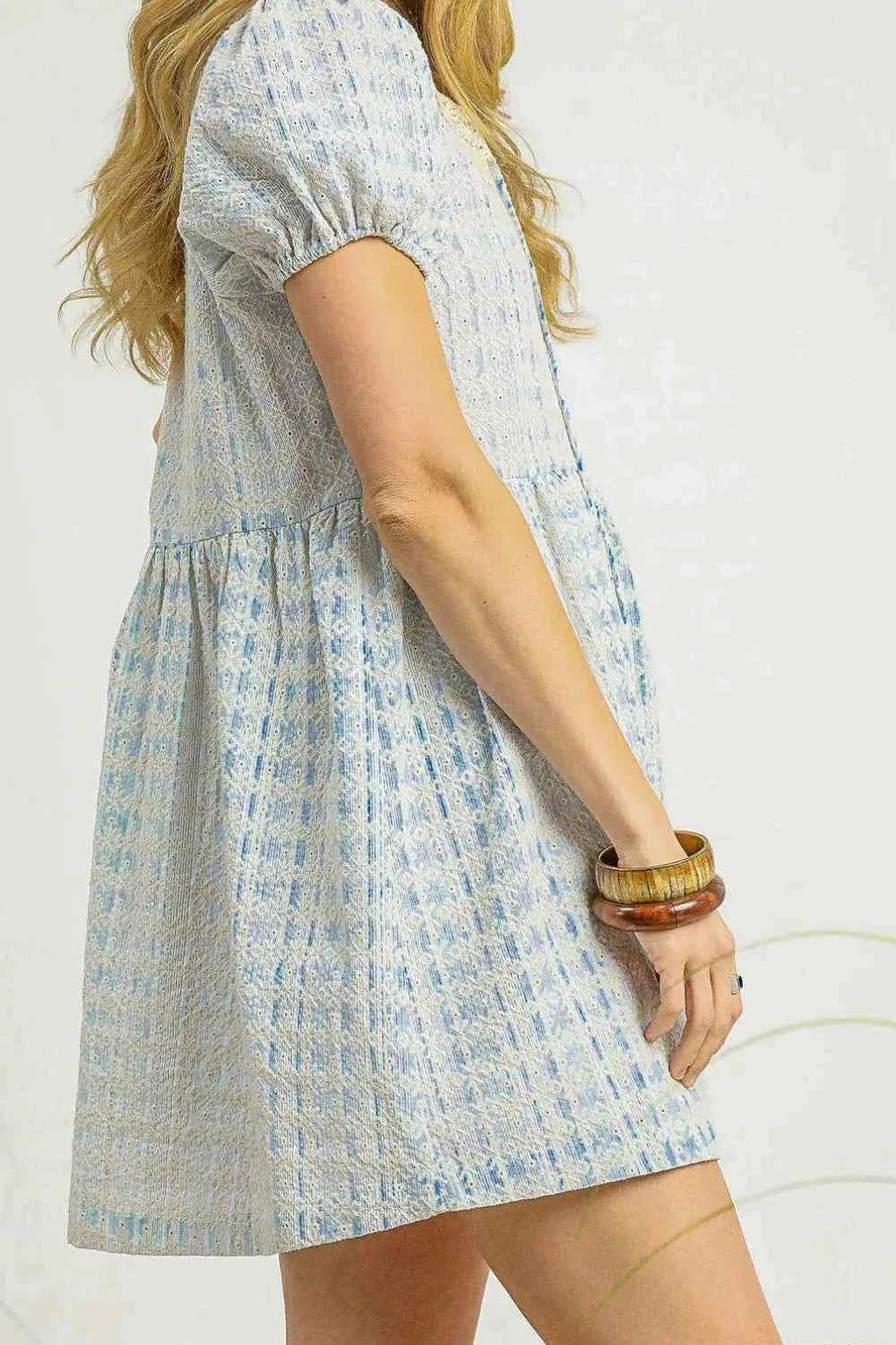 Umgee Lace Detail Short Puff Sleeve Mini Dress 52c2f9b0-7865-427e-ae89-69345f639b32-Max-Origin