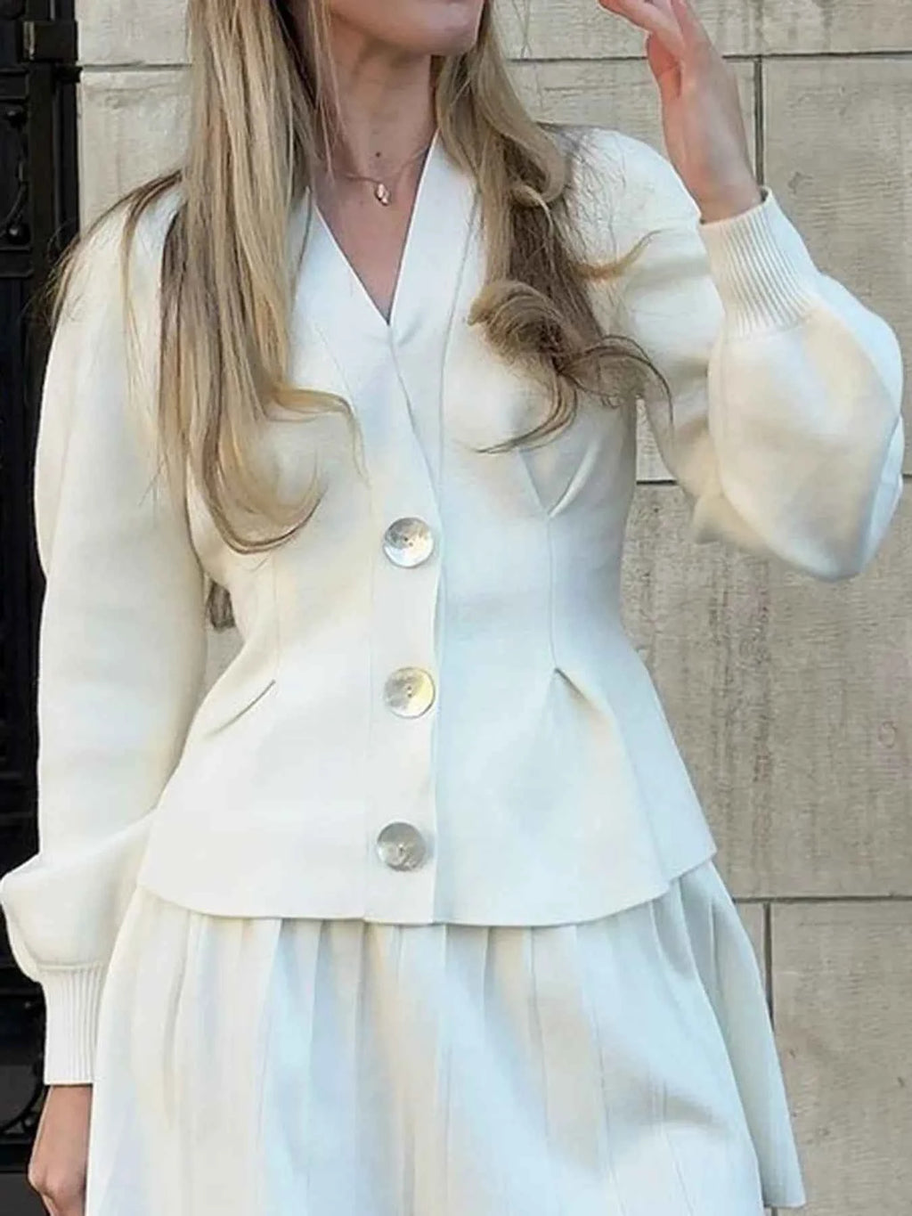 Button-Up V-Neck Knit Cardigan 52d27bc440b44b89aba95387844ea90b-Max-Origin