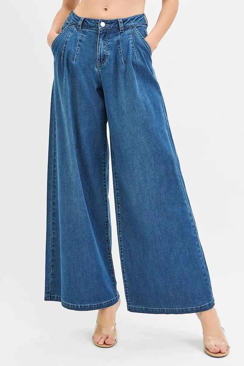RISEN Mid Rise Fit Wide Leg Knit Denim Look Jeans MEDIUM 52d9bd6568cc421999d488d5538965cc-Max-Origin