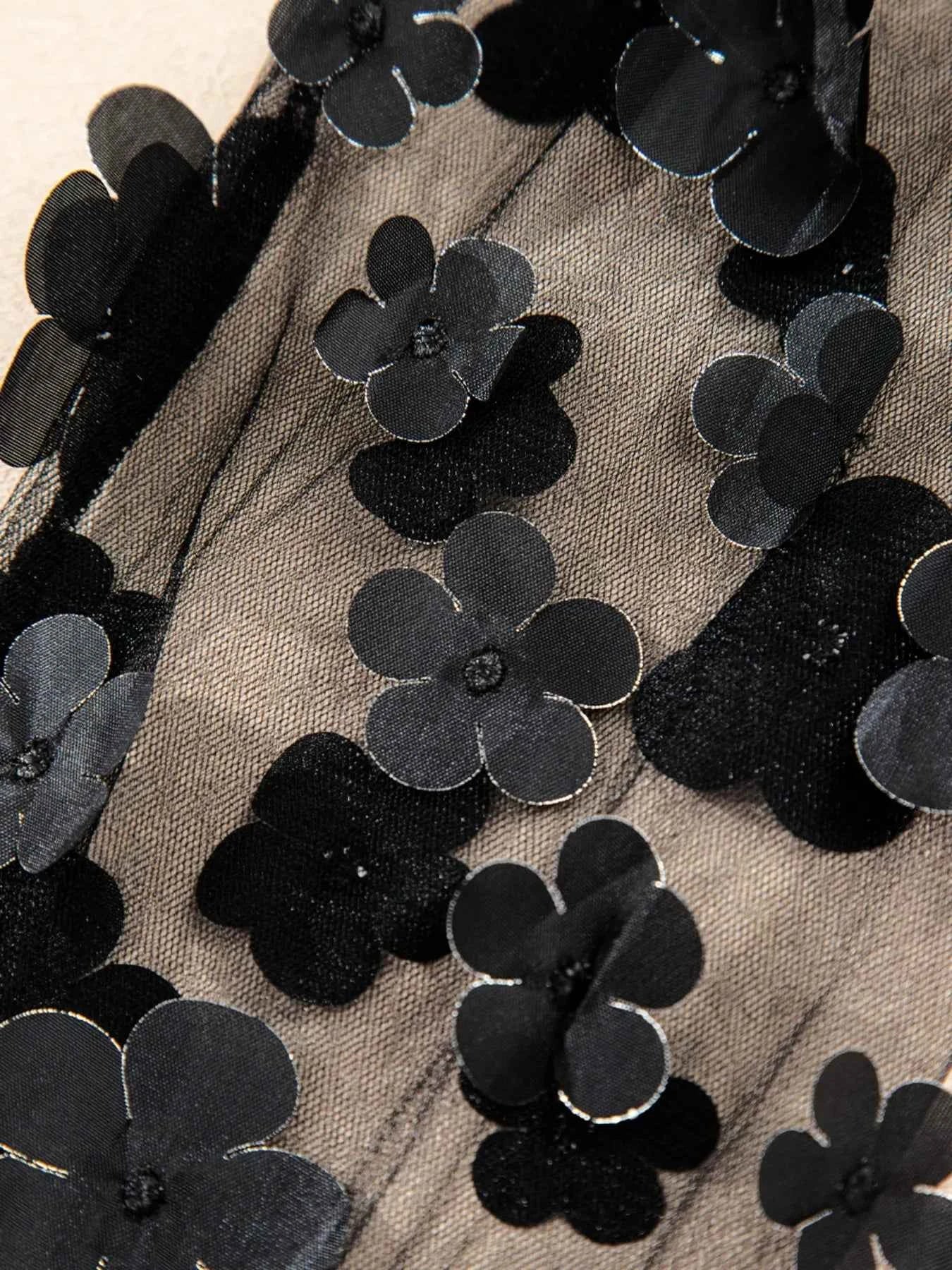 Flower Sheer Sleeve V-Neck Blouse 52de7b83-8382-49b7-9091-ecd9514e80a5-Max-Origin