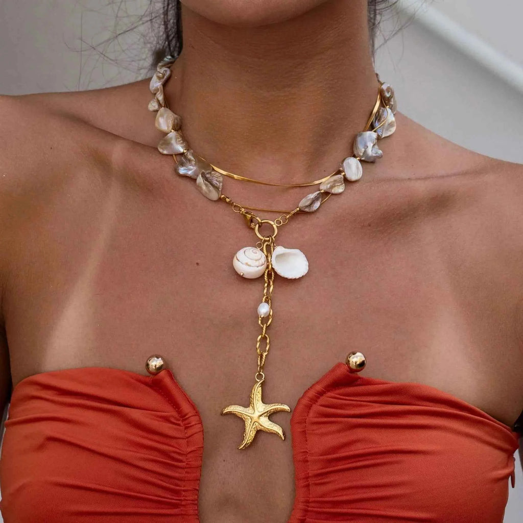 18K Gold-Plated Ocean Theme Necklace with Starfish Pendant 535aaa7c-04d2-49d7-a89a-c9b9c351e438-Max-Origin