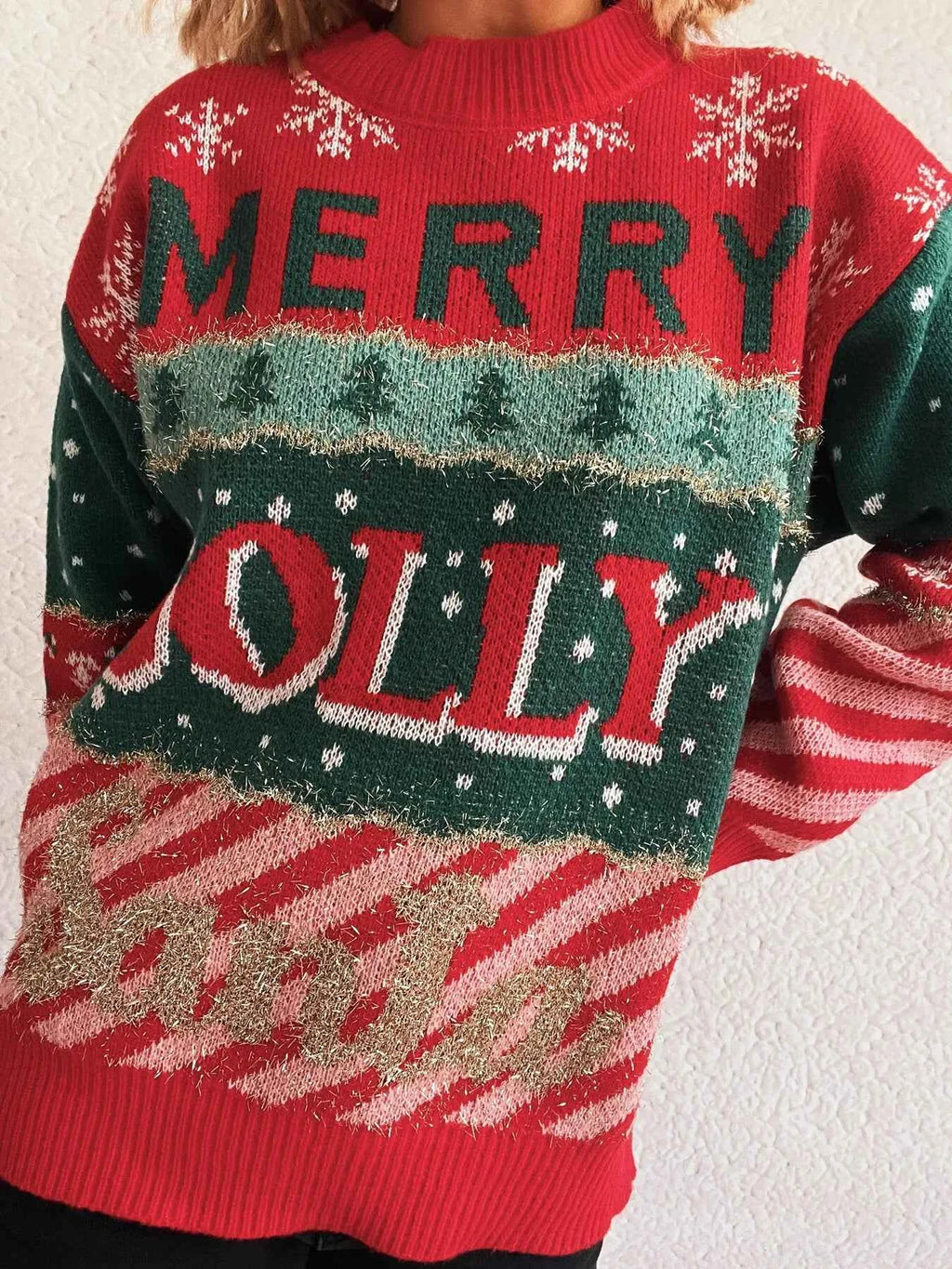 Christmas Letter Round Neck Long Sleeve Sweater 53de156525324f36818619c5e89a2b41-Max-Origin