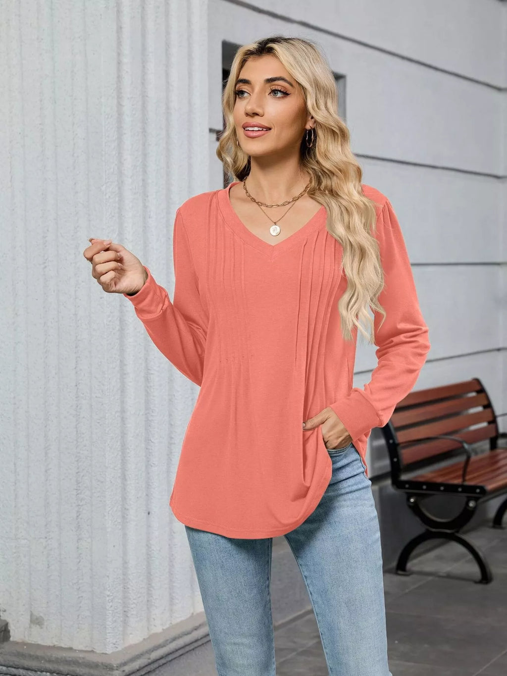 V-Neck Long Sleeve Relaxed Fit T-Shirt 53fb54ff3a3541e69833b1a7058f1827-Max-Origin