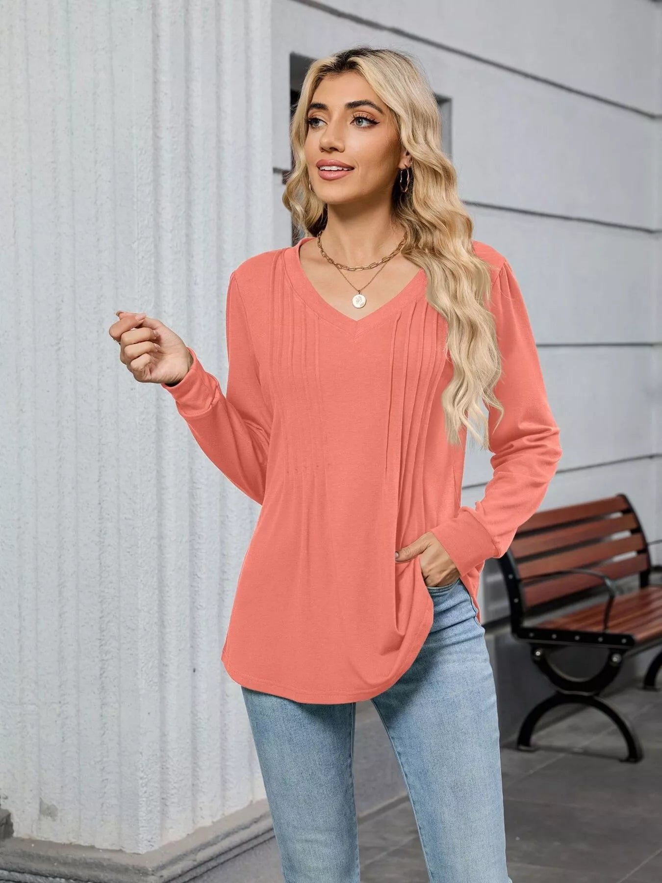 V-Neck Long Sleeve Relaxed Fit T-Shirt 53fb54ff3a3541e69833b1a7058f1827-Max-Origin