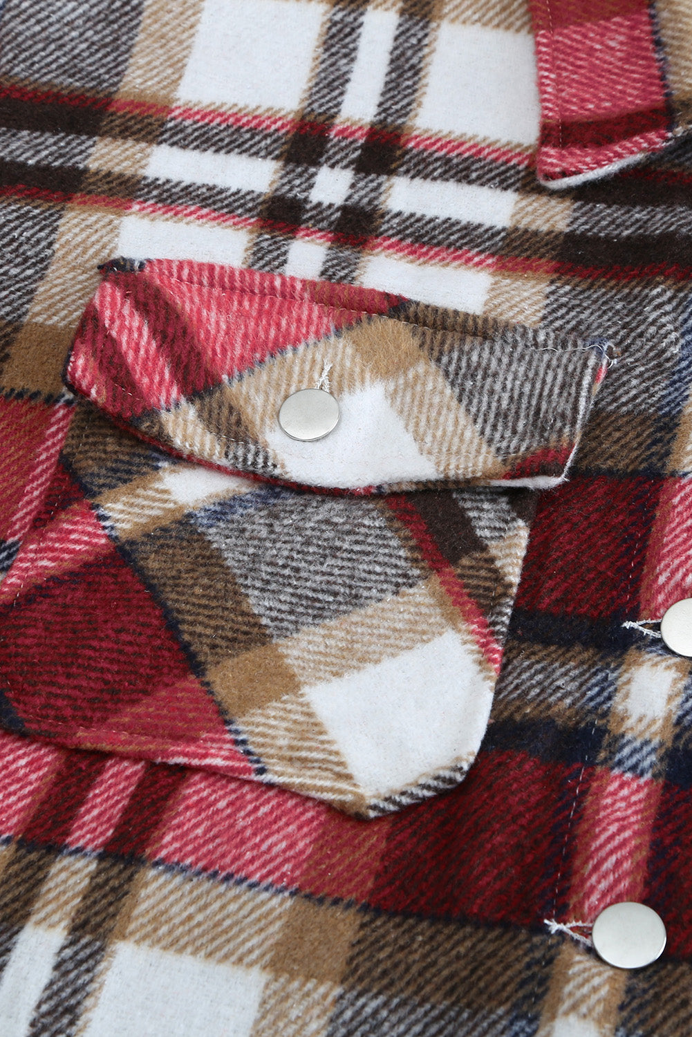 Red Plaid Button Front Pocket Shirt Shacket 53fc7ed0182646c7