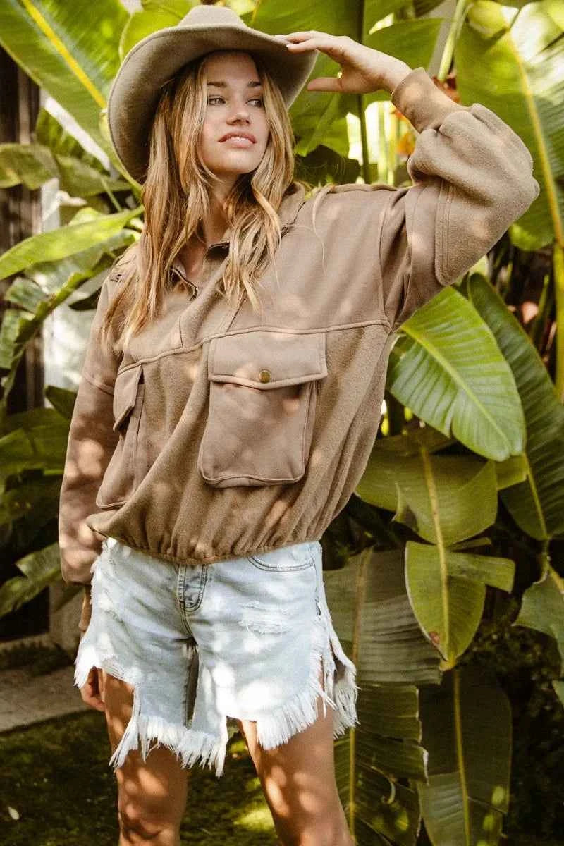 BiBi Half Zip Vintage Washed Fleece Pullover 5412d8f2ca944b55a4903a53800a3d04-Max-Origin