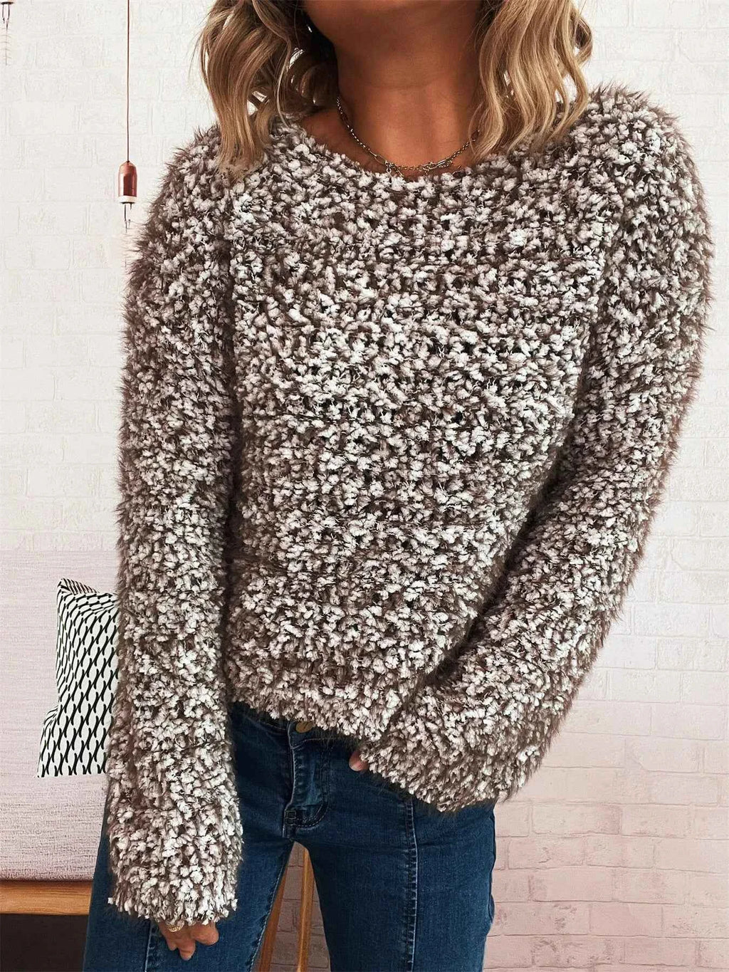 Crochet Round Neck Dropped Shoulder Sweater 5424105485c14aa2b8156b554b8dc9d6-Max-Origin
