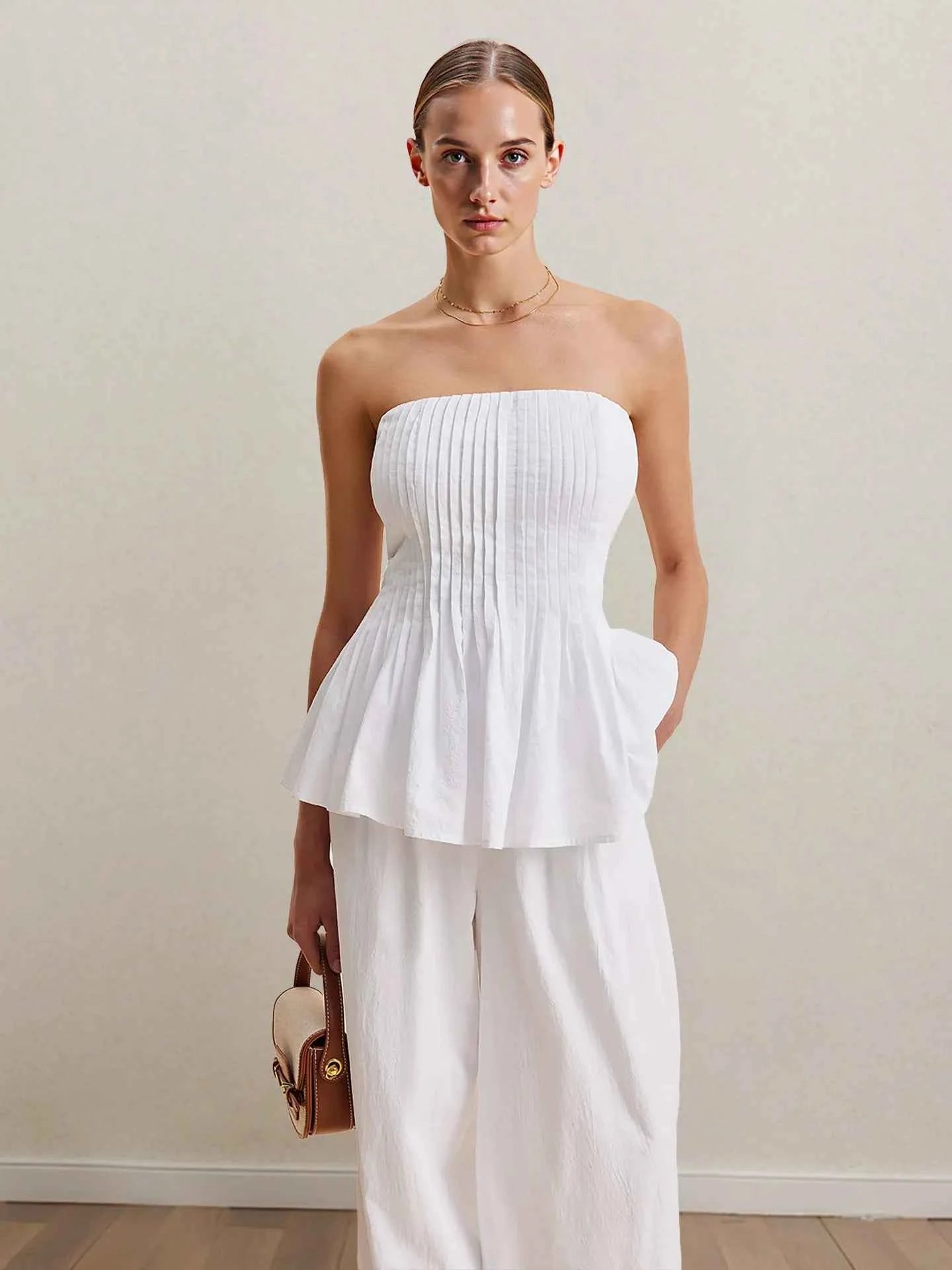 Strapless Peplum Top and Wide Leg Pants Set 5431f958-0f67-4c97-abe6-c51afc2074ee-Max-Origin